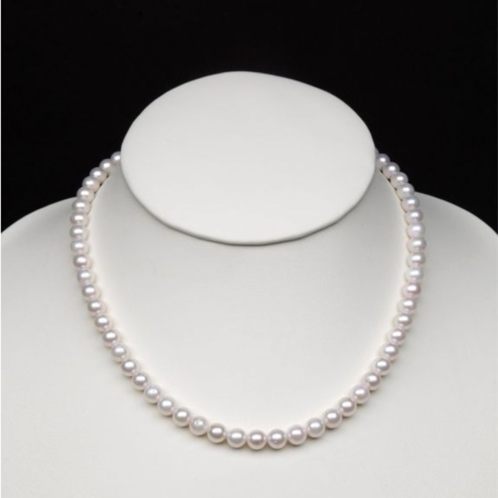 Genuine pearl 18k gold earrings and necklace set 17.5” 7mm pearls